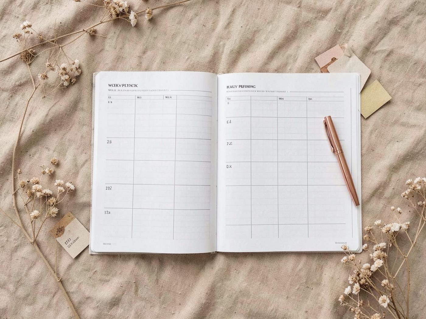 4-Week Perimenopause Reset printed pages laid out on a linen surface