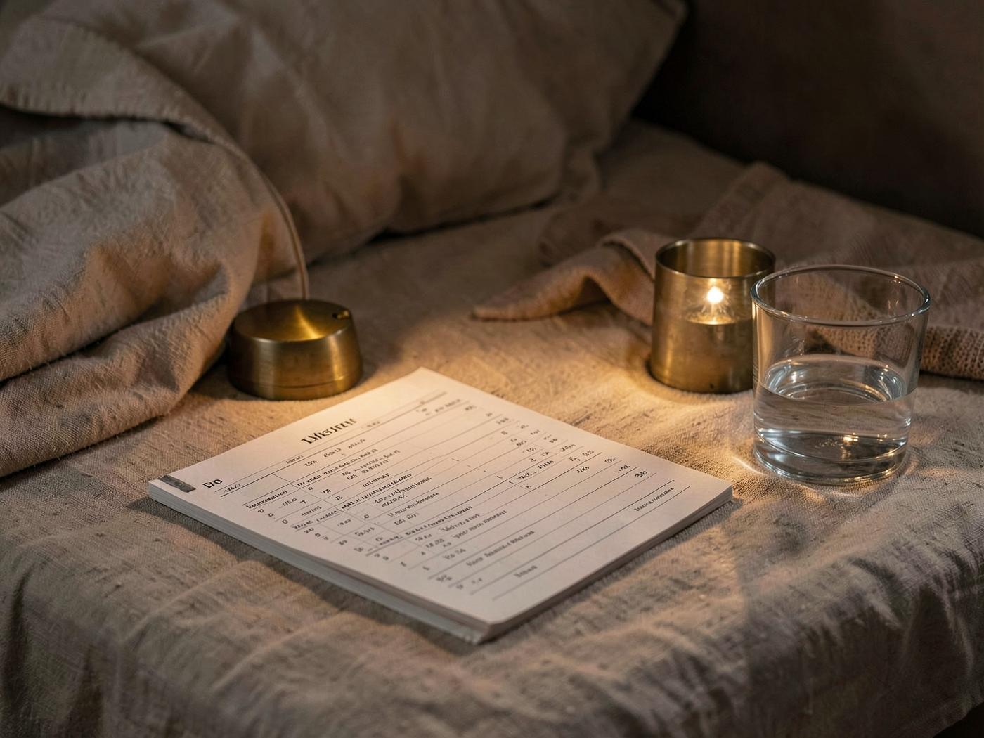 Perimenopause Brain Fog and Sleep Guide printed pages laid out on a linen surface