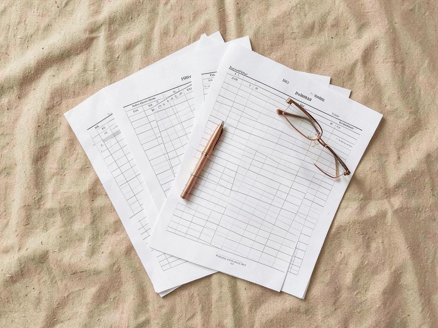 Perimenopause Symptom Tracker & Doctor Appointment Checklist printed pages laid out on a linen surface